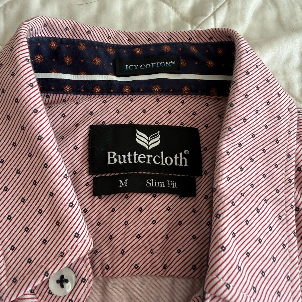 Buttercloth Men's Slim Fit Pink Patterned Button-Down Shirt
